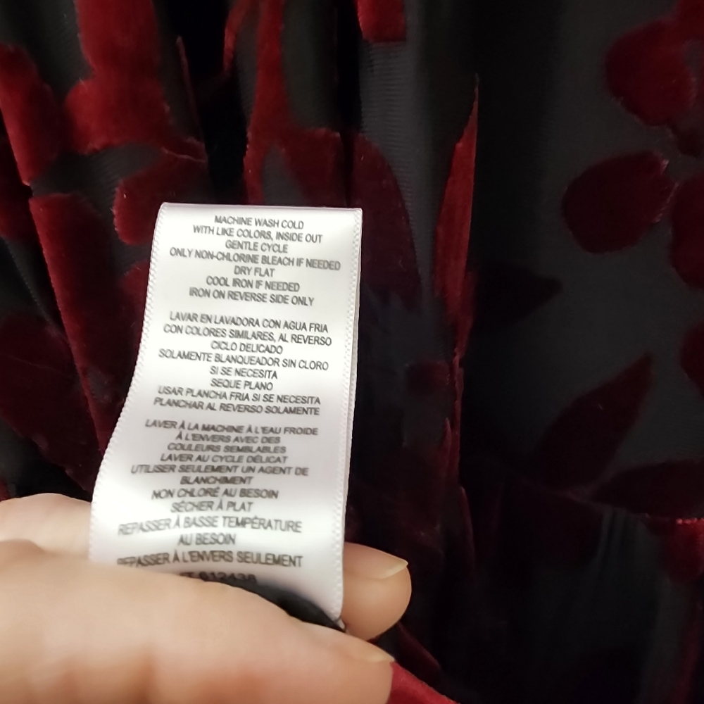 Taylor Black & Red Velvet Burnout Tiered Dress 16 Whimsigoth Witchy Dark Fairy - Picture 10 of 12